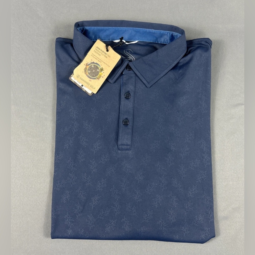 Swannies Golf Shirt Polo Sleeve Logo Printed XL Blue Polyester